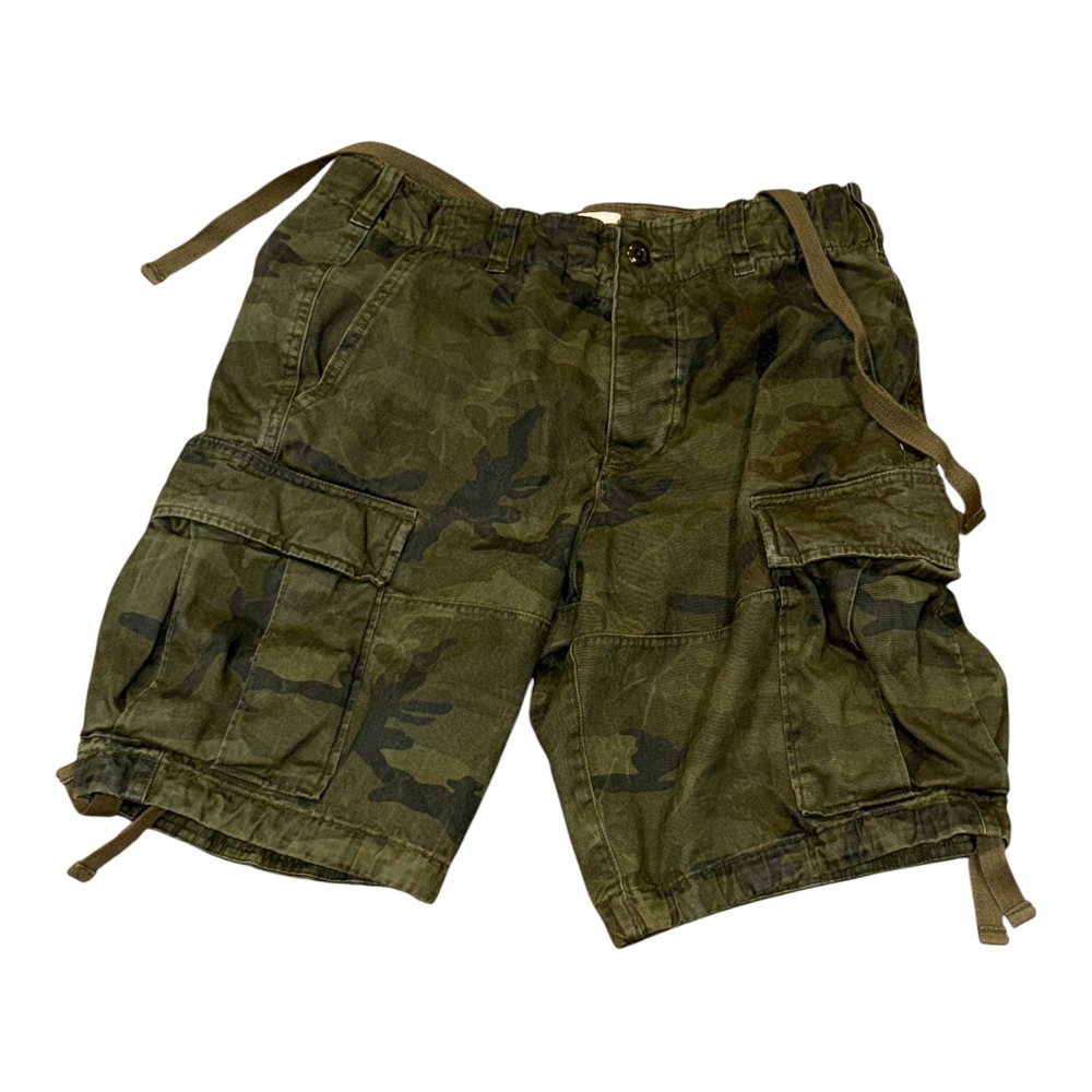 Abercrombie & Fitch Mens Camo Cargo Shorts Green Camouflage Size 31 Cotton